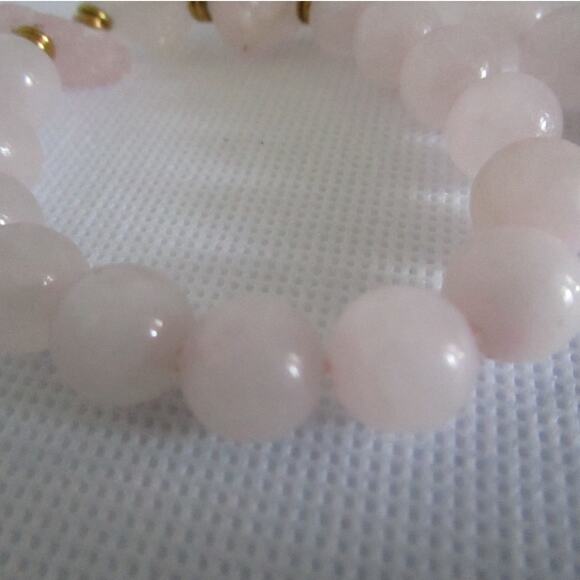 Vintage Rose Quartz Bracelet Set Stretch Elastic Pink Stone Beads Boho Luxe Glam - Picture 10 of 16
